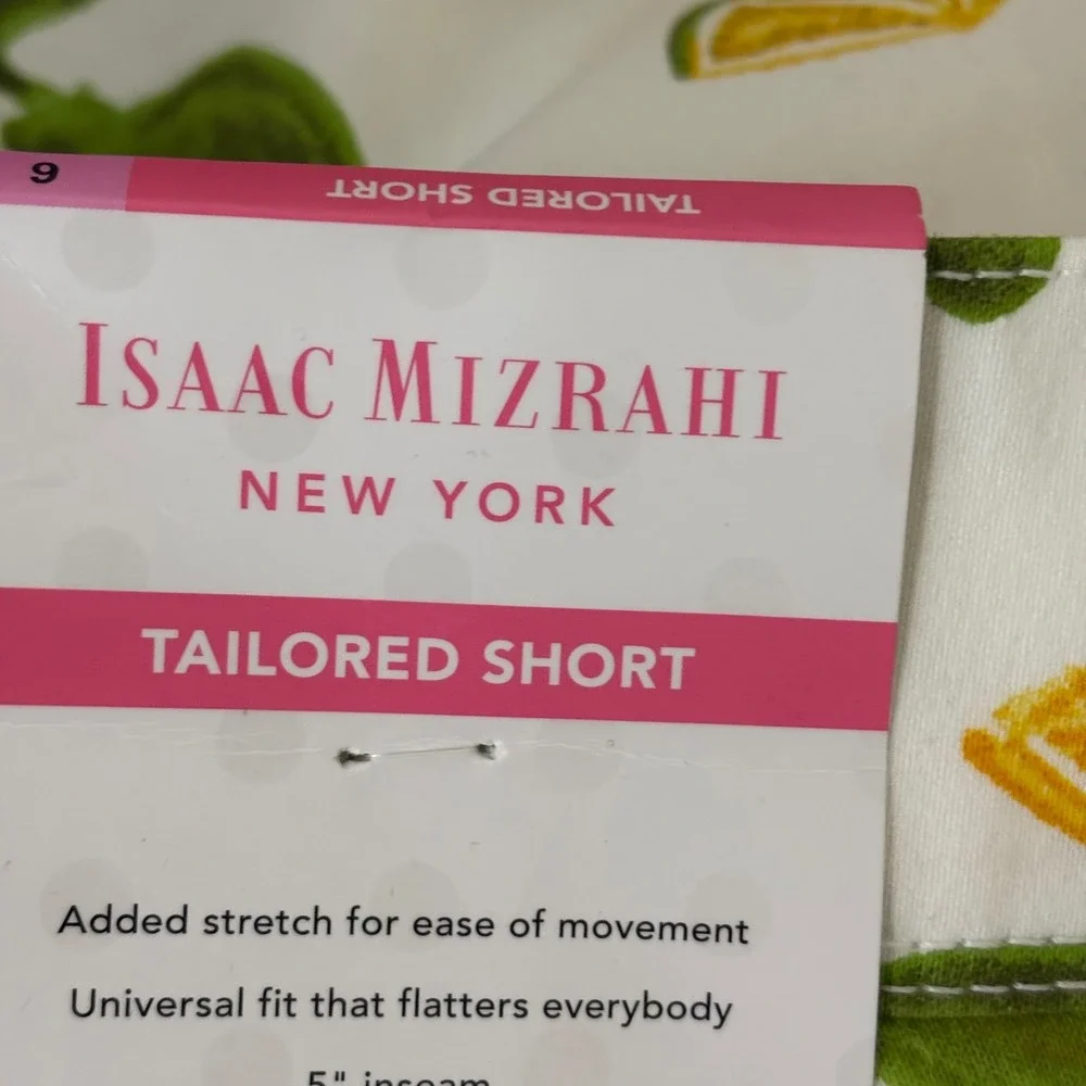 Isaac Mizrahi New York WomensTailored‎ Shorts 6 Lemon Lime Citrus Print Preppy